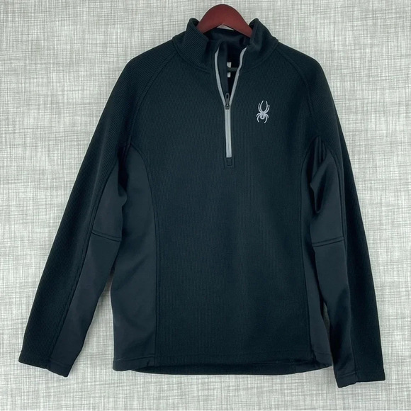 Spyder Mens Size L long sleeve pullover sweatshirt black 0932 - Picture 1 of 11